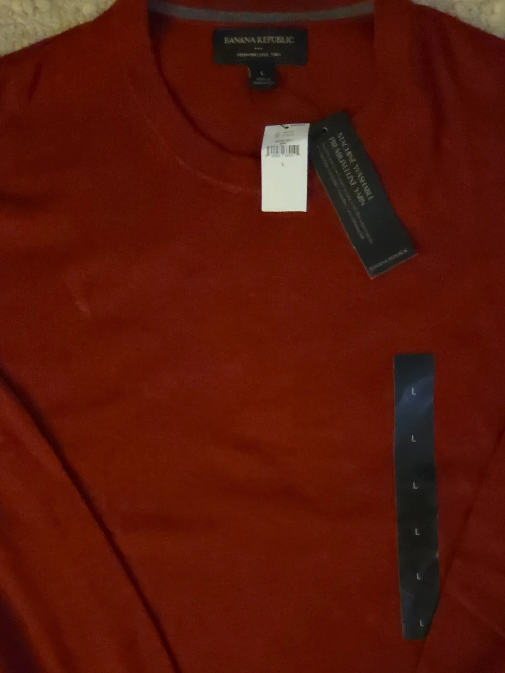 NWT Banana Republic Men's Premium Luxe Yarn Crew-Neck Sweater Dark Red L